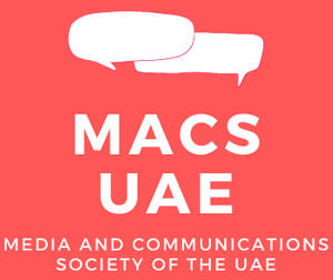 Logo with the text MACS UAE and Media and Communications Society, UAE under it